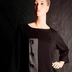Signature Robbie Bee dress. Black with one gray stripe and black buttons. Lovely